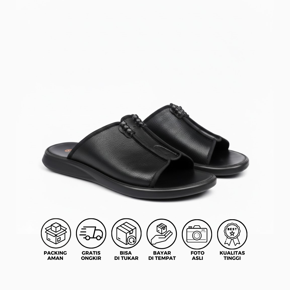 Sandal Pria Slip-on Kulit Premium -Pilihan Terbaik untuk Liburan
