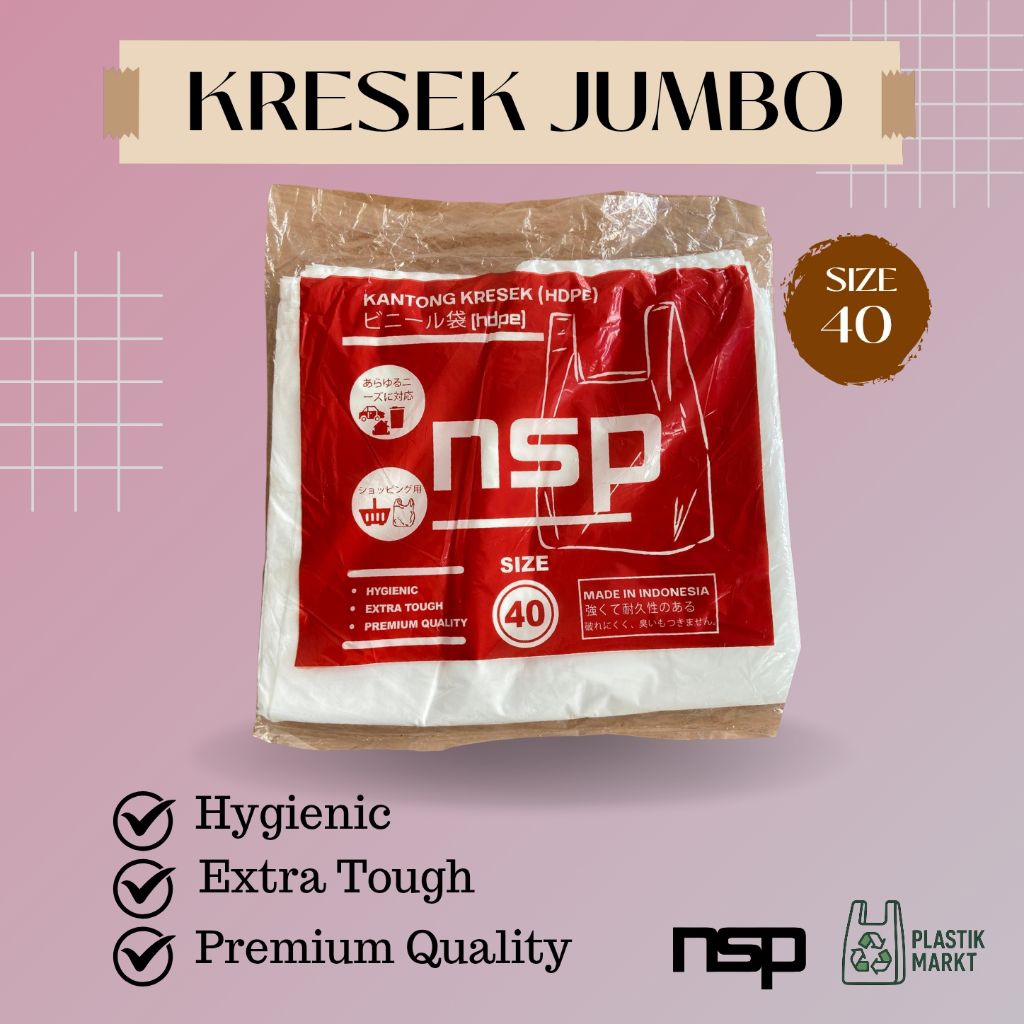 Kantong Kresek Jumbo Putih Susu NSP Ukuran 40 isi 50 pcs