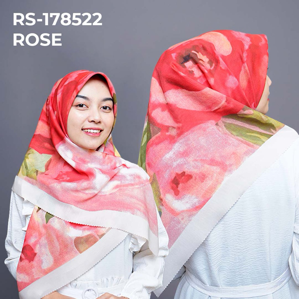 RS-178522 ROSE Hijab Jilbab Dennay Scarves Voal Motif Segi Empat Basic Laser Cut