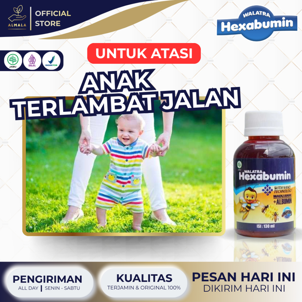 Hexabumin Original - Obat Anak Terlambat Jalan, Susah Jalan, Penguat Tulang Anak, Pelancar Berjalan