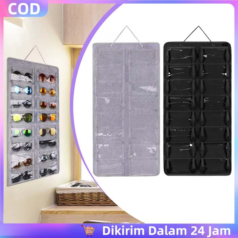 16 Slots Felt Kacamata Storage Tempat Kacamata Dinding Dapat Dilipat Display Kacamata Dinding