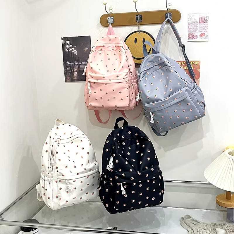 Tas Ransel Wanita sekolah Motif Bunga Besar Korean Style Backpack Sekolah Perempuan Stylis
