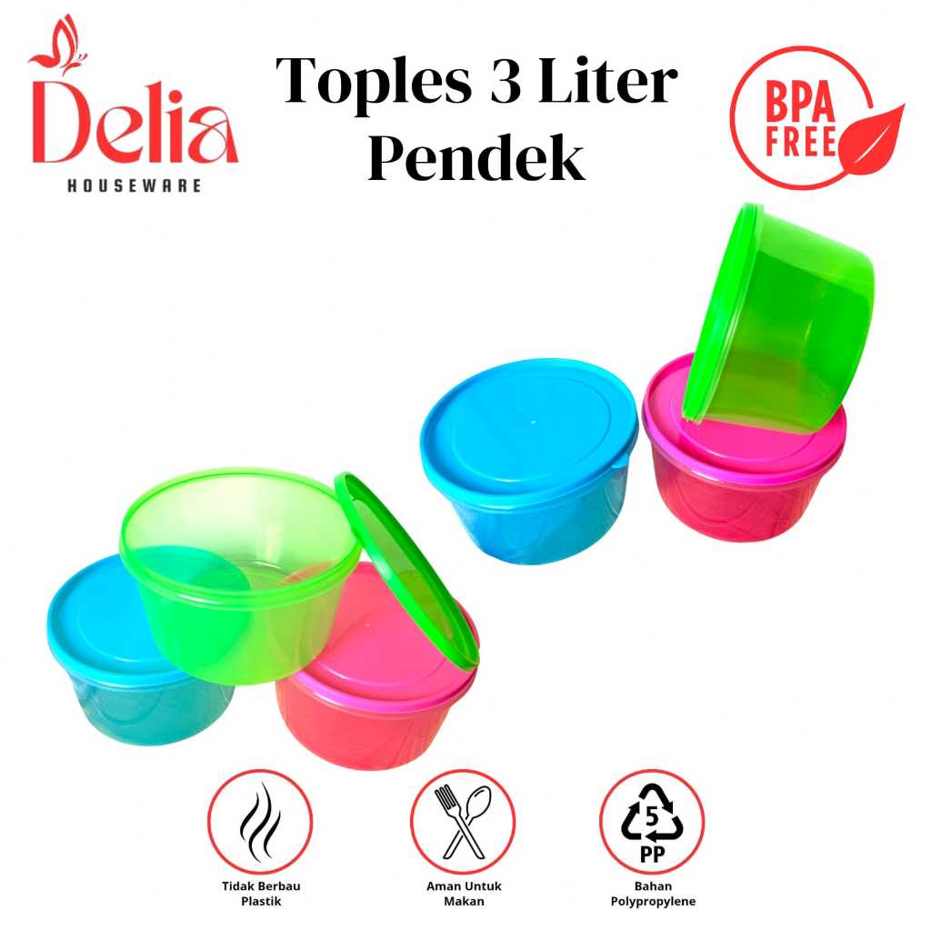 TOPLES SEALWARE 3 LITER PENDEK - TOPLES BULAT WARNA TRANSPARAN - TOPLES SNACK PLASTIK TEBAL