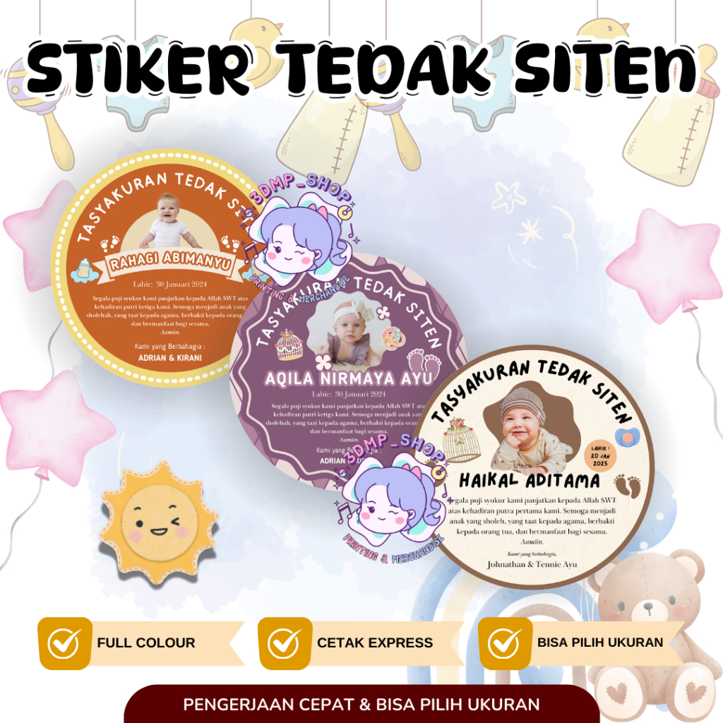 STIKER LABEL A3 TASYAKURAN SYUKURAN TEDAK SITEN