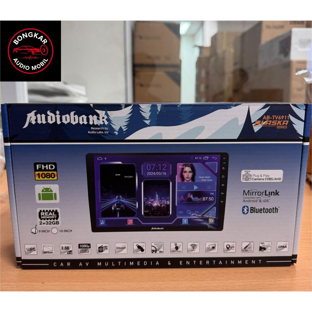 HEAD UNIT ANDROID AUDIOBANK AB-TV6912 ALASKA SERIES RAM 2/32GB 9 INCH / ANDROID AUDIOBANK AVATAR SER
