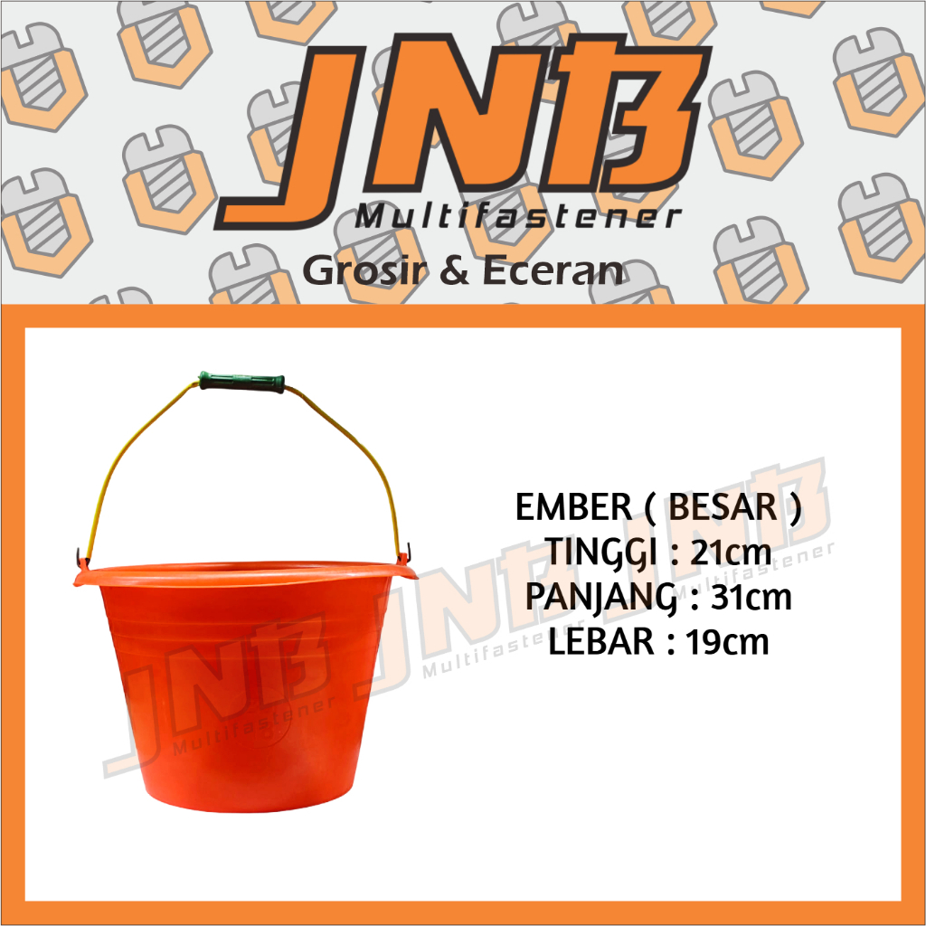 Ember Cor Kecil & Besar Orange Anti Pecah Semen / Ember Tukang / Ember Serbaguna