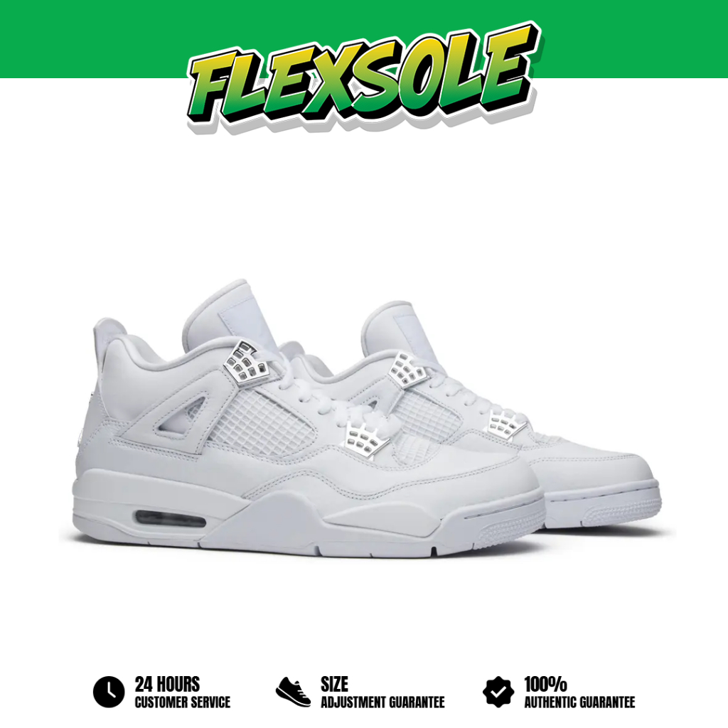 Sepatu Nike Air Jordan 4 Retro Pure Money Allwhite Sneakers Authentic
