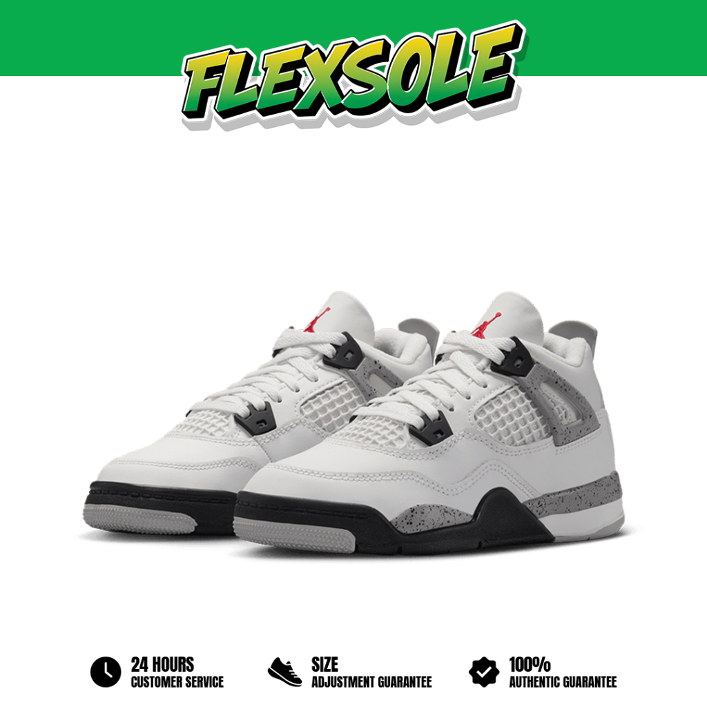 Sepatu Air Jordan 4 Retro White Cement Sneakers Authentic