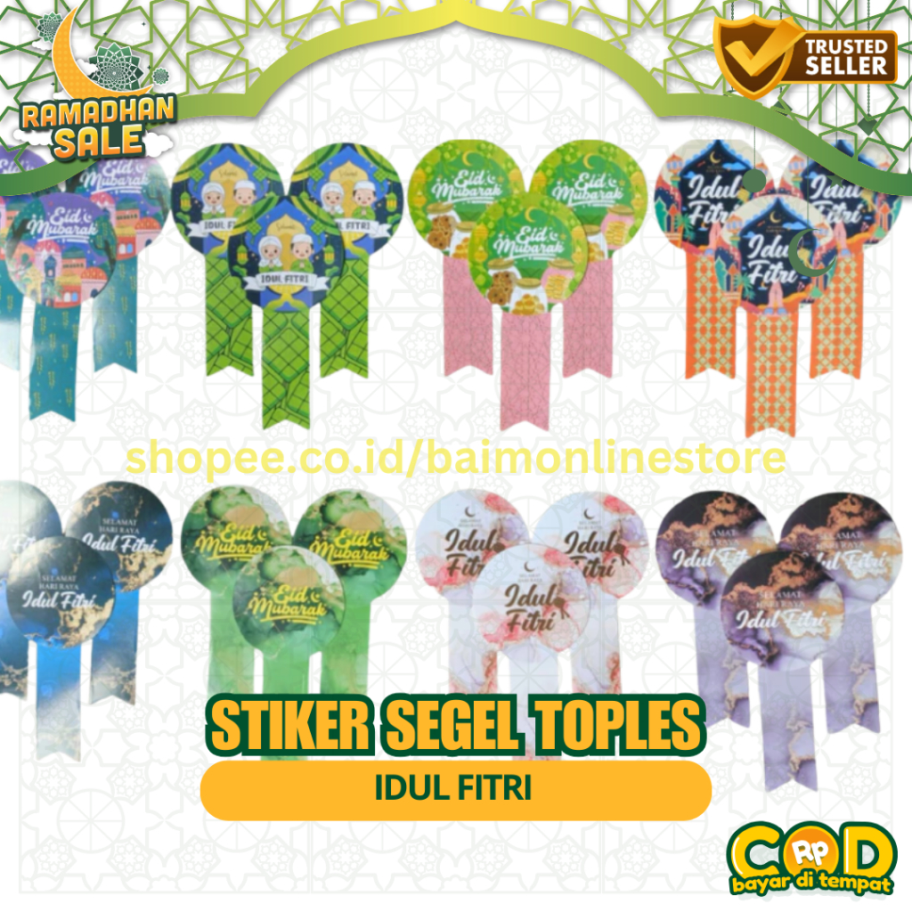 Stiker Segel Toples Idul Fitri perpcs | Stiker Segel Toples Kue Kering Lebaran | Stiker Label Ramadh
