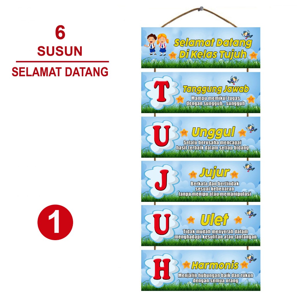 Hiasan Gantung Pintu Kelas Selamat Datang Di Kelas Tujuh - Dekorasi Pintu Kelas -  Hiasan Dinding Ke