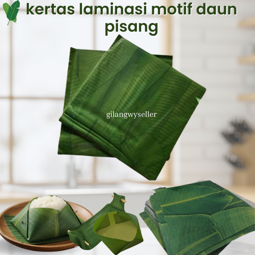 [50PCS] Wax Paper Kertas Laminasi Motif Daun Pisang / Kertas Nasi Laminasi Anti Lengket