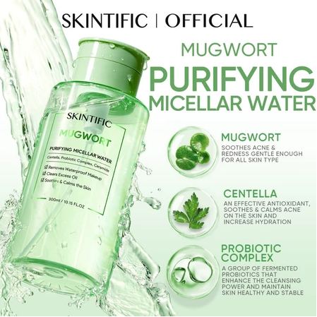 SKINTIFIC - Mugwort Purifying Micellar Water Cocok untuk Kulit Berminyak Berjerawat&Semua Jenis Kuli