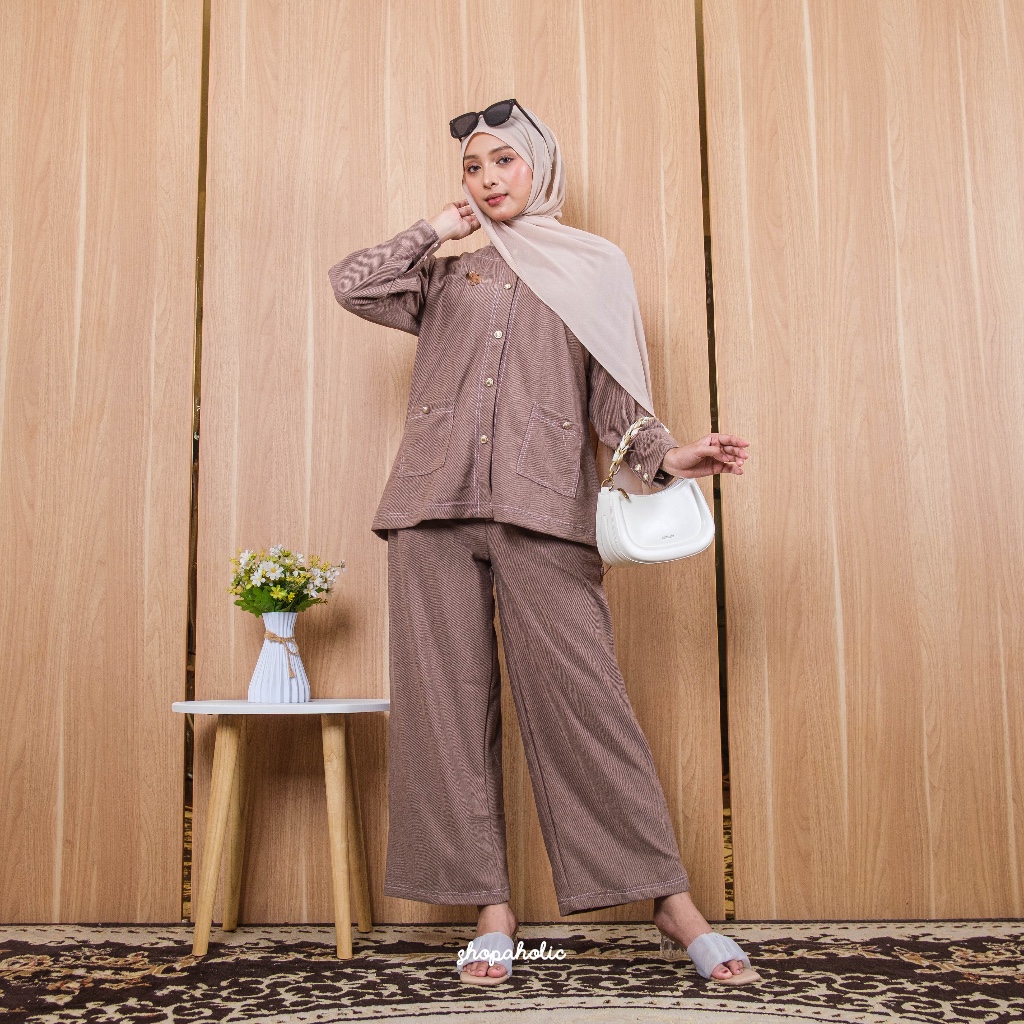 Shopaholicstore - TANSY ONE SET - One Set Wanita - Material Kaos Premium