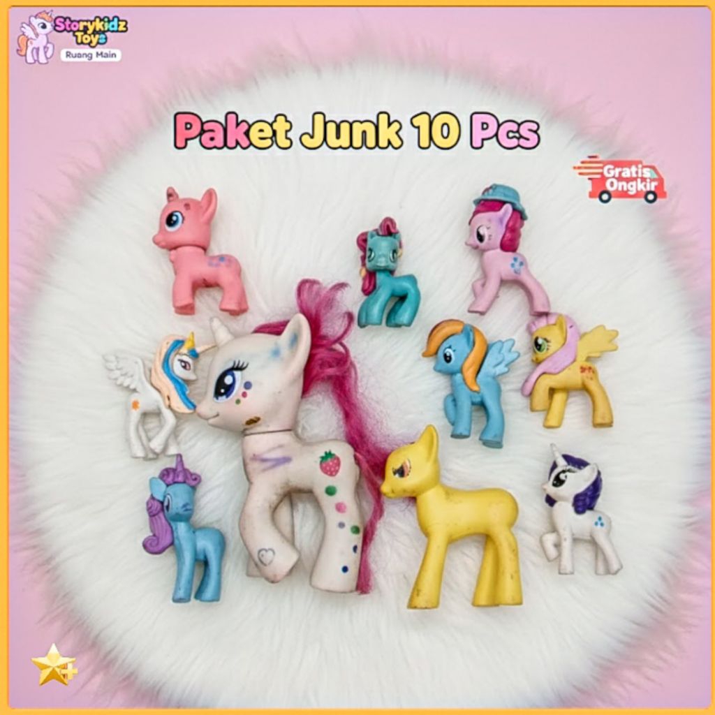 Paket 10 Pcs Mainan Kuda Poni My Little Pony Junk Preloved Loose Koleksi Little Pony Lot Anak Peremp