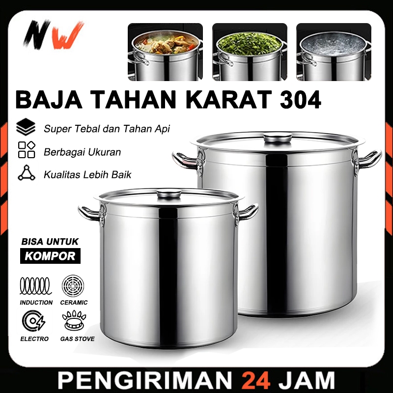 NW - Panci Besar Multifungsi Stainless Steel Kualitas Food Grade 50L Stockpot Jumbo Kapasitas
