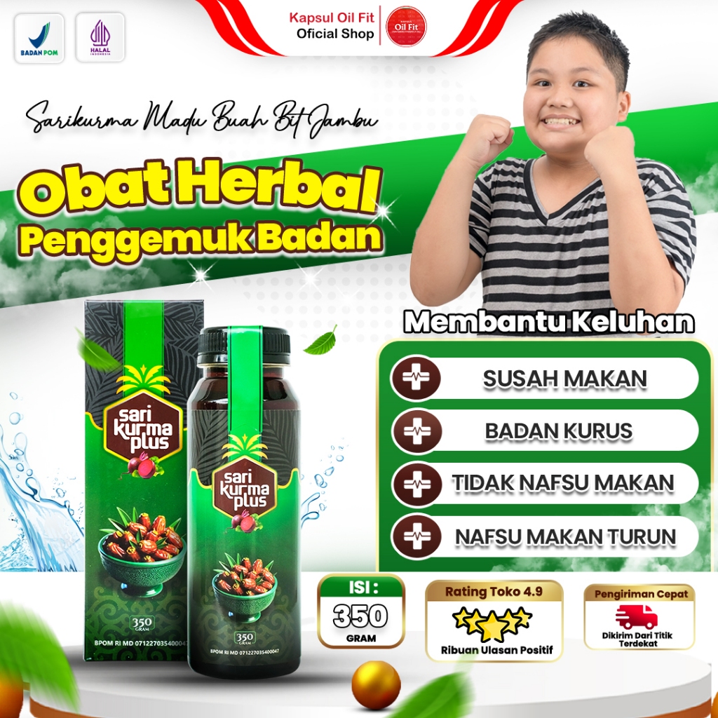 Sari Kurma Plus Madu Herbal Penggemuk Badan Pria BPOM Penambah Nafsu Makan Anak Dan Dewasa Menambah 