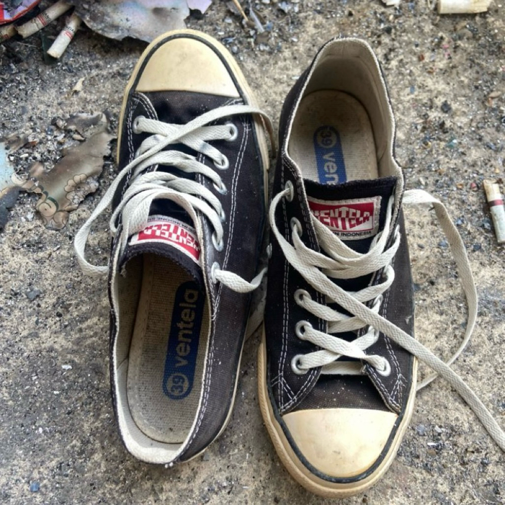 Sepatu Second Ventela Ethnic low-Black natural ukuran 39.5 (26cm insole)