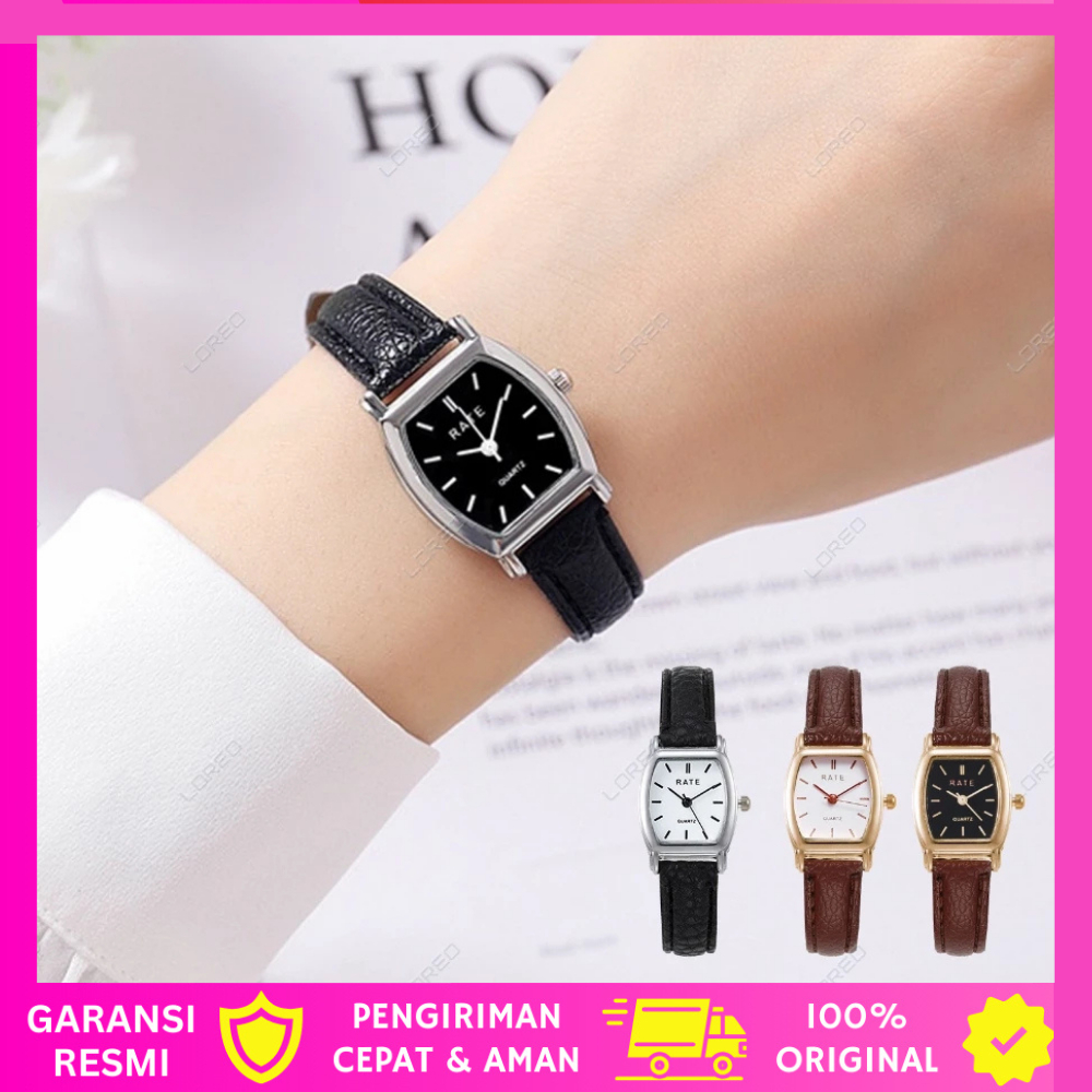 Jam Tangan Wanita Pria Couple Polos Casual JAM Analog Quartz Simple Strap Kulit Pu Leather RM066