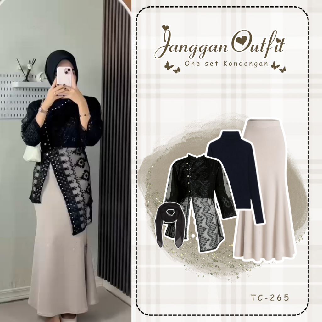 Outfit Kondangan remaja Terbaru dan Kekinian ( Rok Duyung + Manset + Brukat + Hijab ) SET TC-265