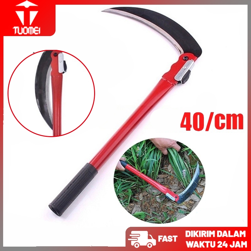Pisau Sabit Lipat Bundar Merah /Pemangkas Dahan/Potong Rumput Taman Serbaguna /Sabit Baja Kuat Sabit