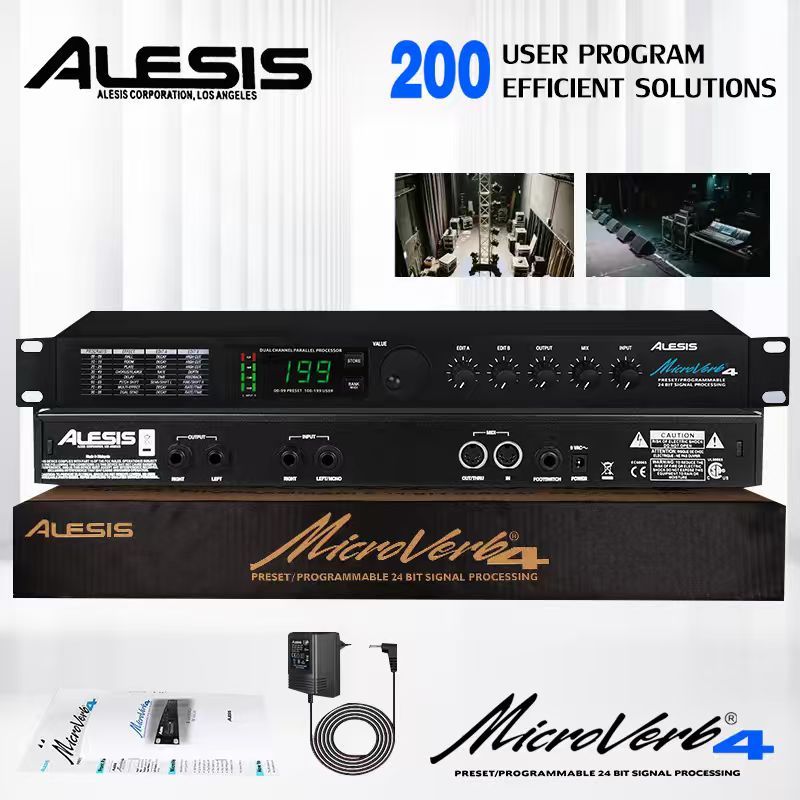 Alesis MicroVerb4 Digital Reverb Multi-Effects Processor audio processor with over 199 selectable so