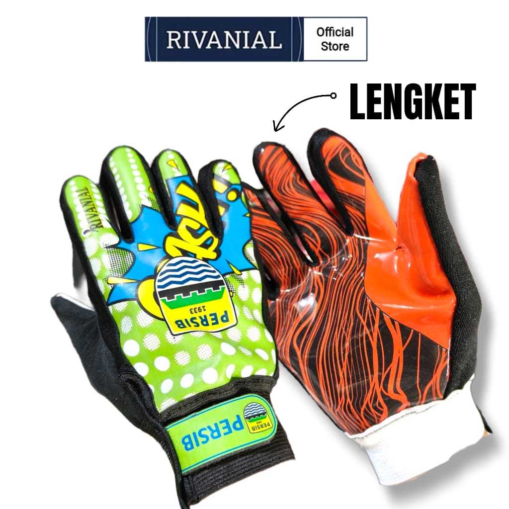 Sarung Tangan Kiper Anak  Original Lengket Grip Kuat –Logo Persib dan Real Madrid Gloves Goalkeeper 