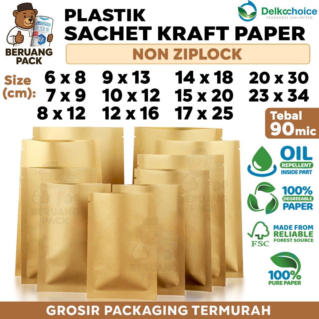 Plastik Sachet Bag KRAFT PAPER  Kemasan Saset Drip Bag Kertas Kemasan Termurah DELKOCHOICE