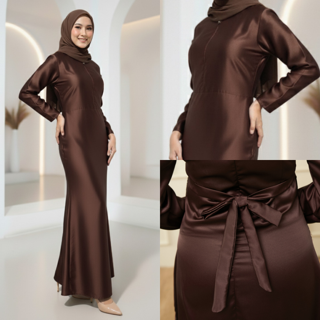 Dress Polos Satin Silk Premium Busui Friendly Gamis Inner Panjang