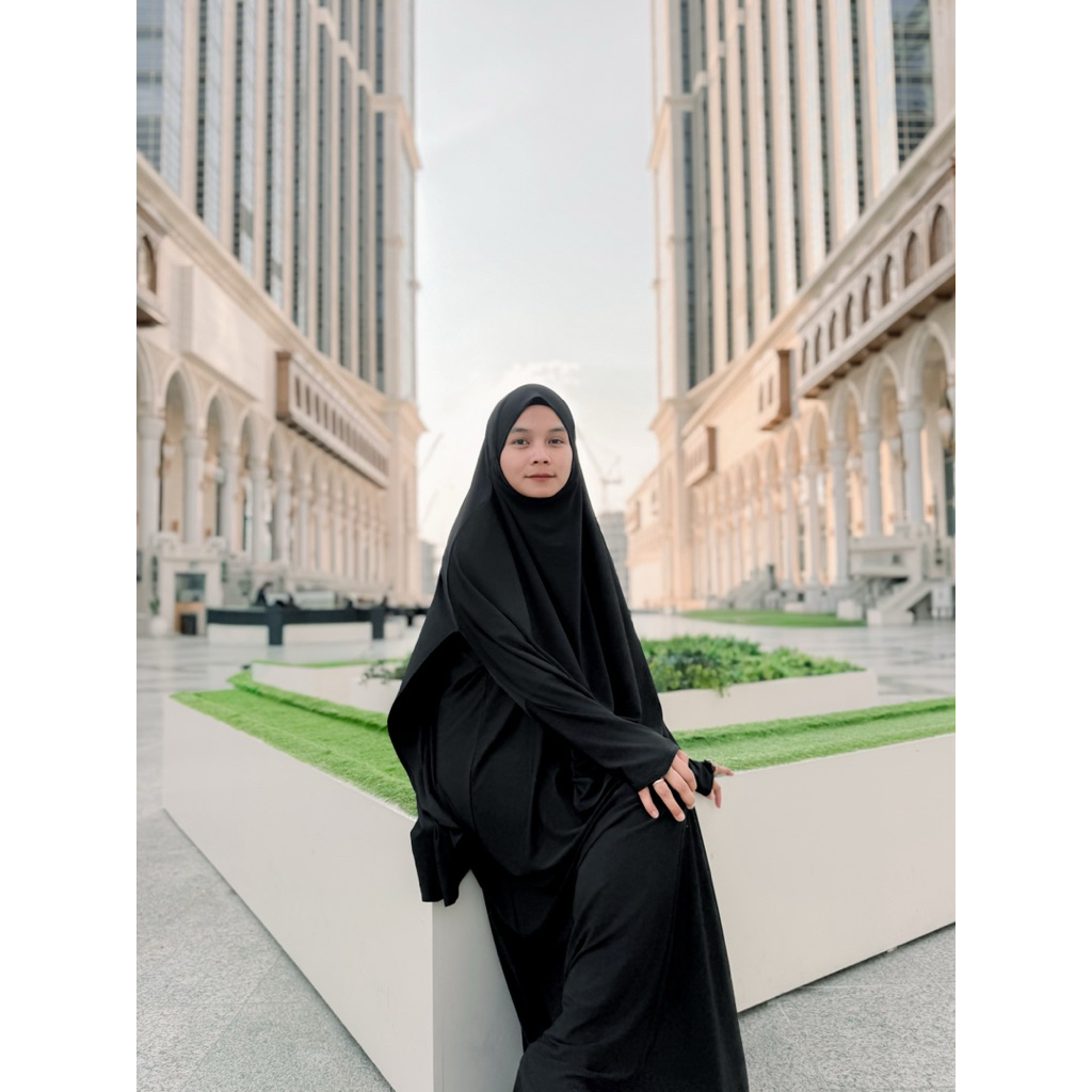 ABAYA SET KHIMAR | 1 set abaya french khimar | Gamis umroh haji abaya set kerudung