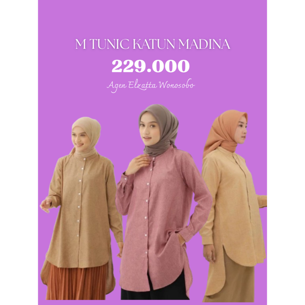 Dauky Tunik Katun Wanita Polos M Tunic Katun Madina Tunik Wanita Bahan Katun Motif Polos