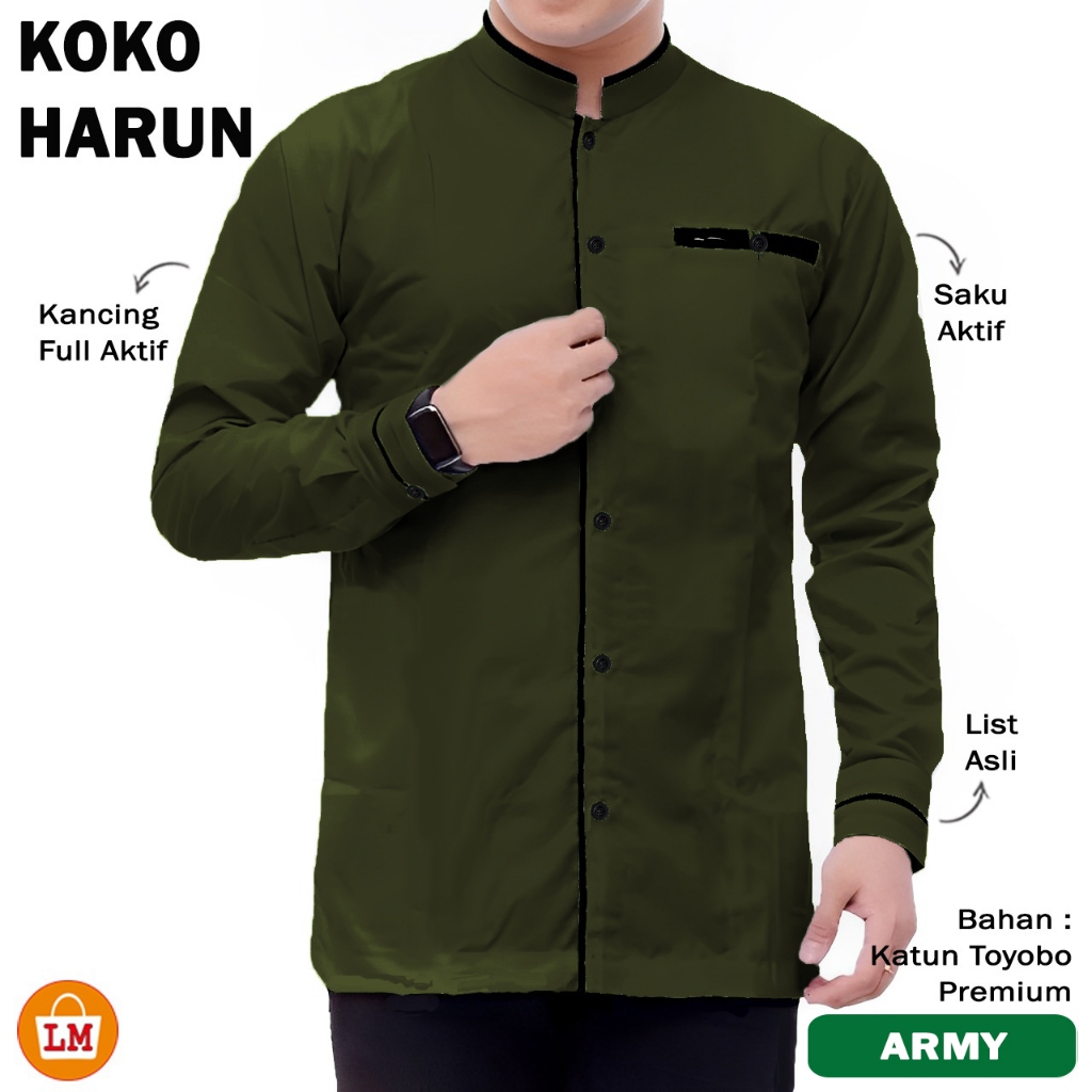 Baju Koko Pria Dewasa Kemko 2026 Lengan Panjang Pendek Terbaru Kaos Kerah Batik Jumbo Hari Raya Keki