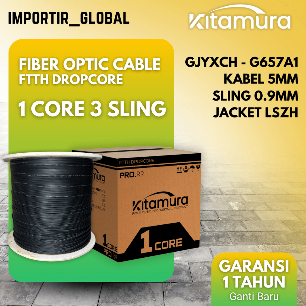 Kabel Dropcore Fiber Optic 1/2/3/6 Core 3 Seling Kitamura