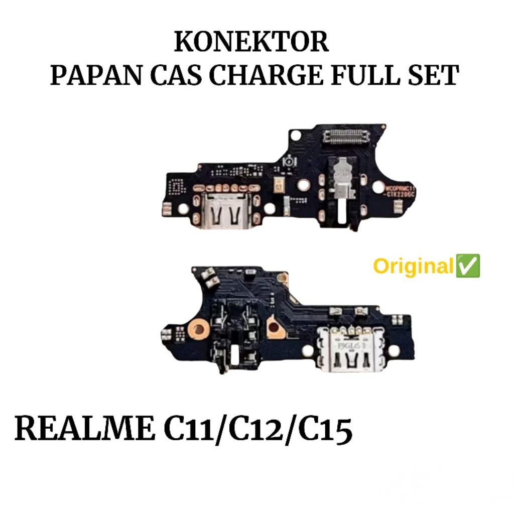 Konektor Papan Cas Charger Full Set HP Realme C11 C12 C15 Original PCB Dock Charging Port USB Sparep