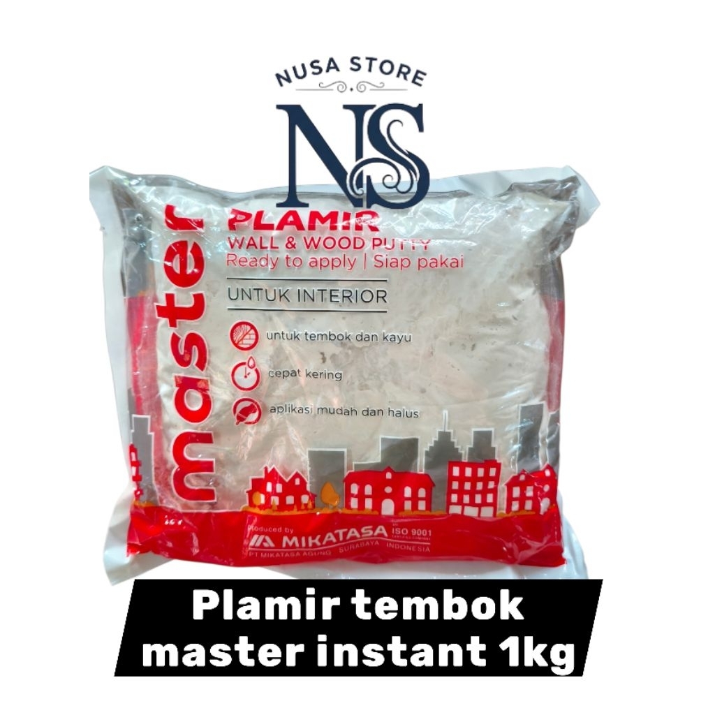 PLAMIR TEMBOK INSTANT MASTER 1KG / WALL FILLER / DEMPUL TEMBOK INSTAN / PLAMIR TEMBOK JADI