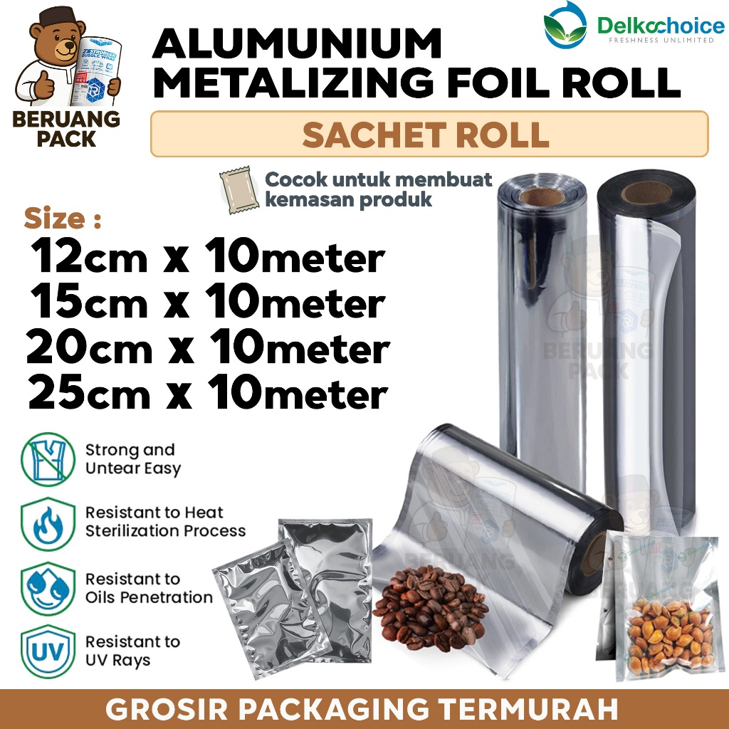 Sachet Roll Full Aluminium Metalizing & TransMetz Transparent Clear Foil Gulungan Kemasan Saset Food