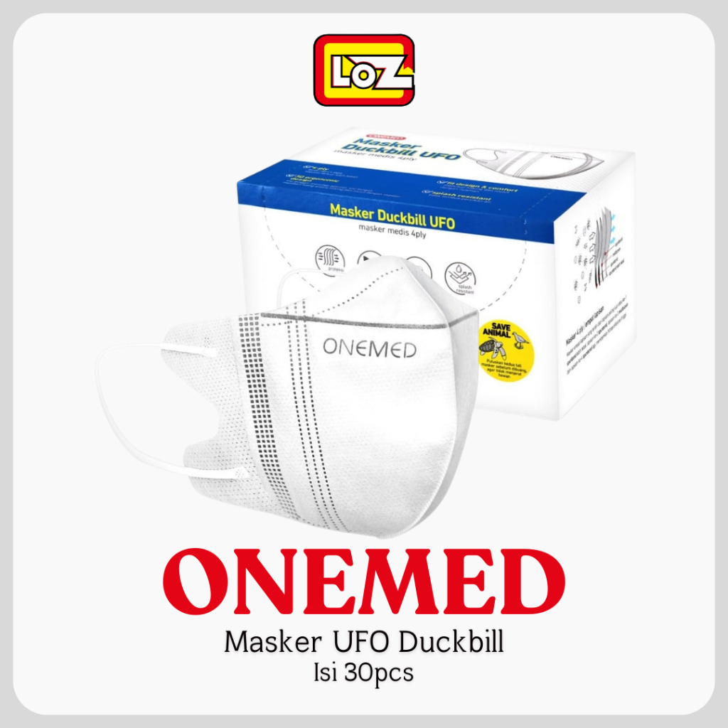 ONEMED UFO Duckbill Putih / Masker Duckbill Dewasa Isi 30pcs