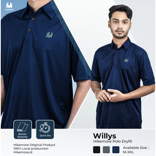 Hikemore Polo Dry Fit Willys Kaos Golf Quickdry Pria Wanita Sport