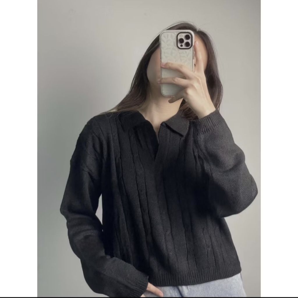 [PRELOVED] Sweater cable knit black