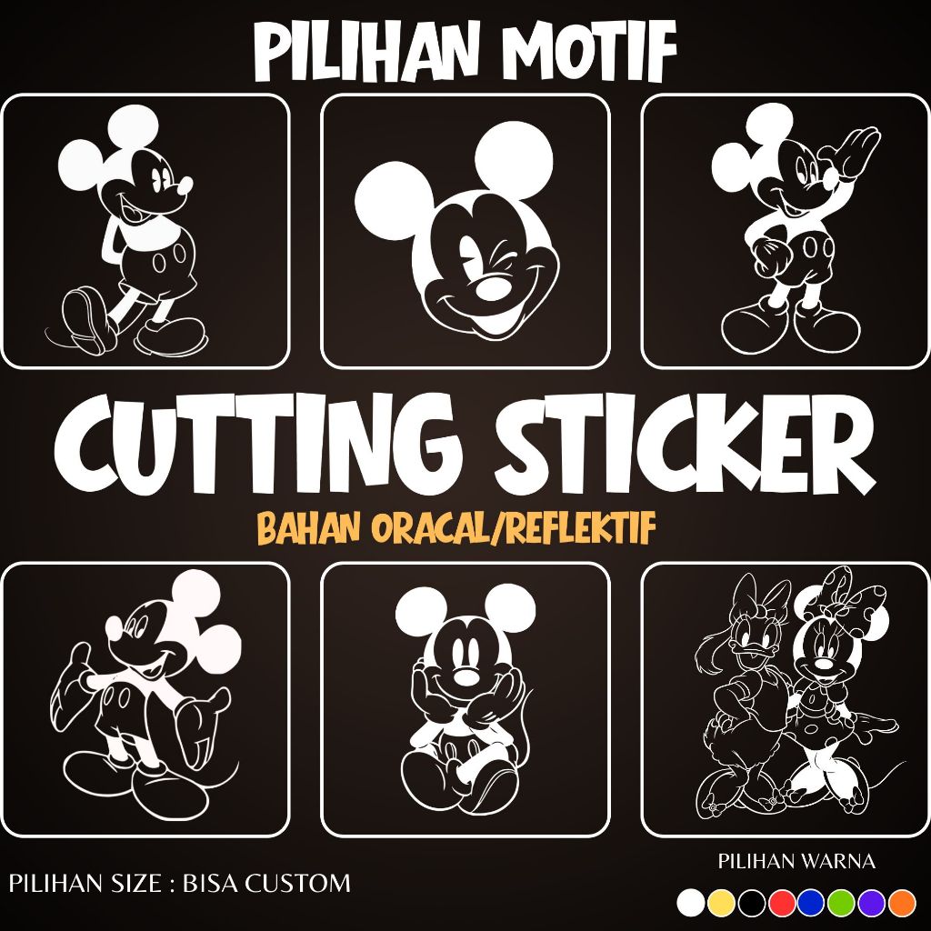 Stiker Mobil Cutting Sticker Mickey Mouse Karakter Lucu Kaca Belakang Mobil