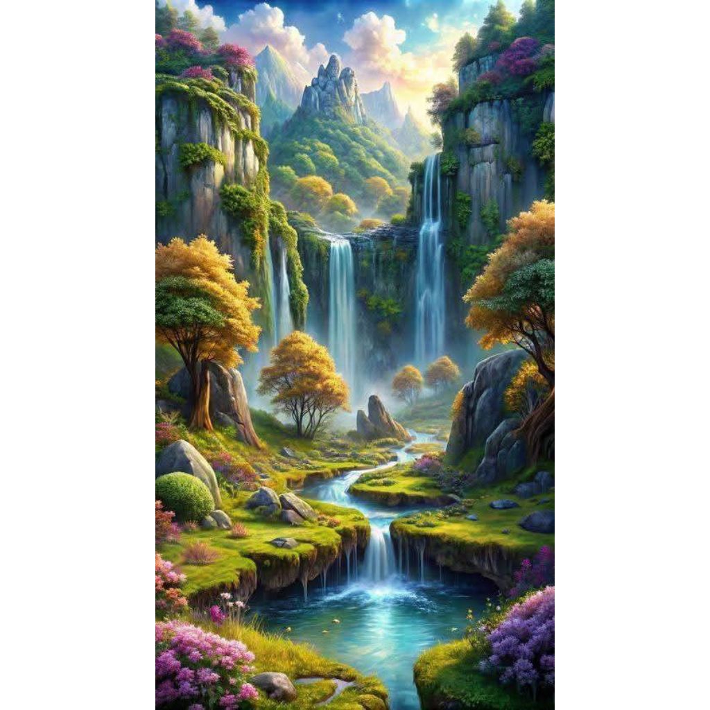 Poster Cetak Pemandangan Air Terjun S69,Ukuran Jumbo,Bahan Flexi/Baliho,Hiasan Dinding,Bisa Custom