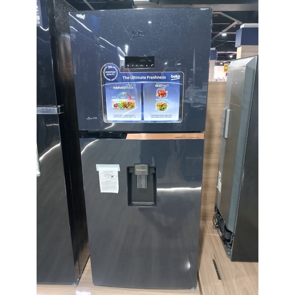 Beko Kulkas 2 Pintu RDNT376E50VDUGBL - Kapasitas 375liter Inverter Harvest Fresh & Dispenser