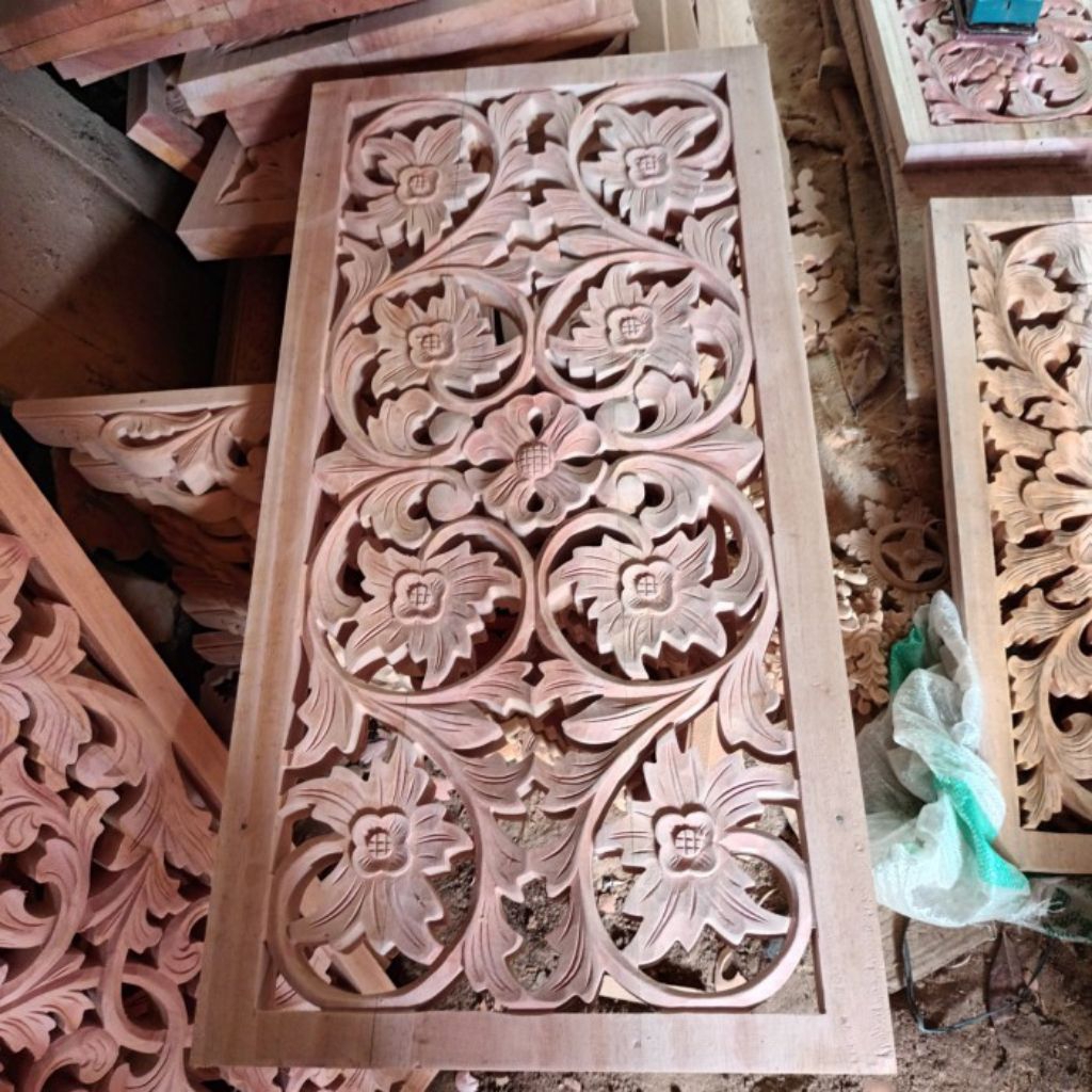 30×120cm ornamen ukir ukiran lostef kusen pintu jendela boven angin angin