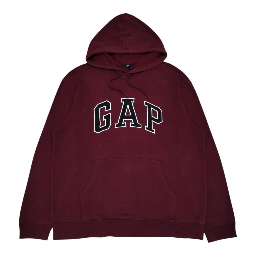 Hoodie GAP Logo Bordir Burgundy Second Original