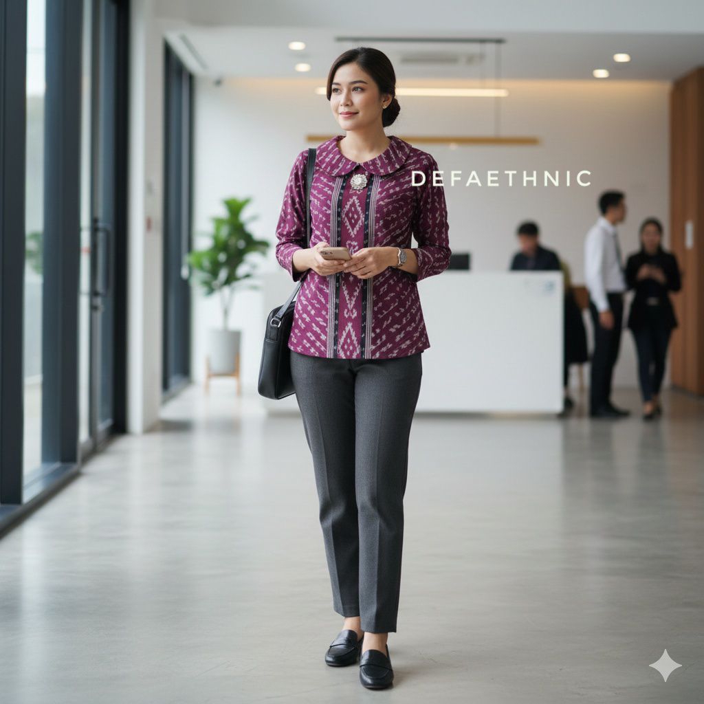 blouse tenun wanita lengan panjang - atasan tenun wanita