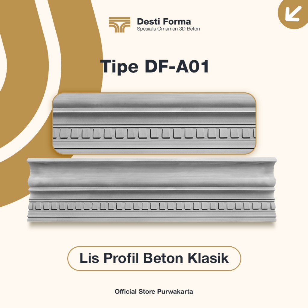 Lis Profil Beton Klasik Tipe DF-A01 – Lis Cornice Dinding & Plafon