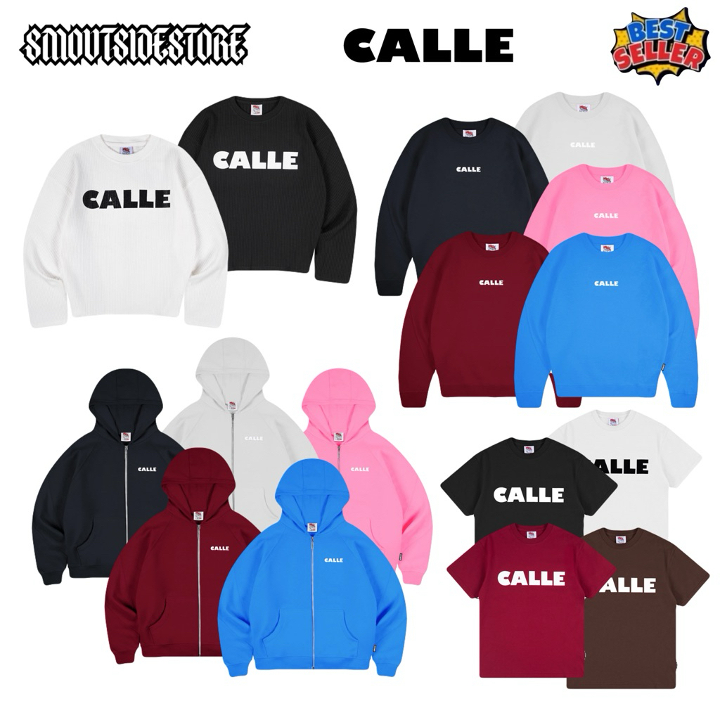 ( 100% ORIGINAL ) • Calle Basic • Waffle Black & White • Zip up Hoodie • Crewneck • Ti Syats Basic •