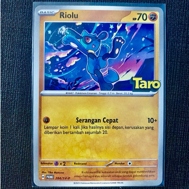 NEW LIMITED RELEASE Pokemon TCG Indonesia Riolu Promo Taro Stamp 284/SV-P NM