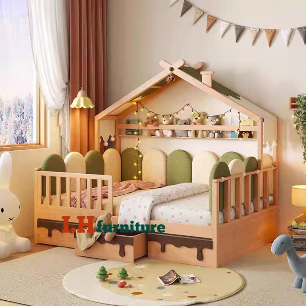 Ranjang anak cewek cowok , tempat tidur anak murah , ranjang anak laci