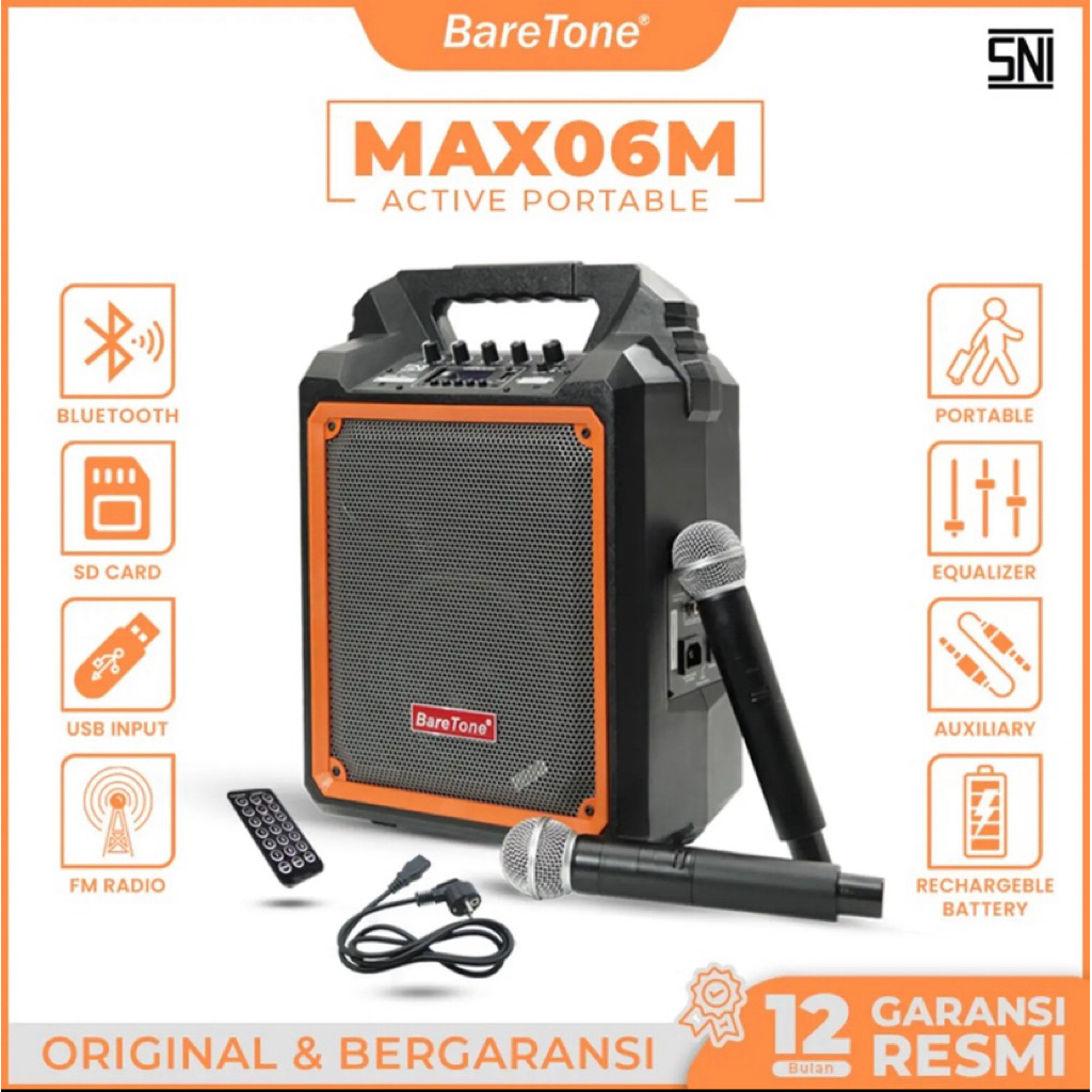 Speaker Aktif Portable Baretone MAX06M 6 Inch Original Baretone