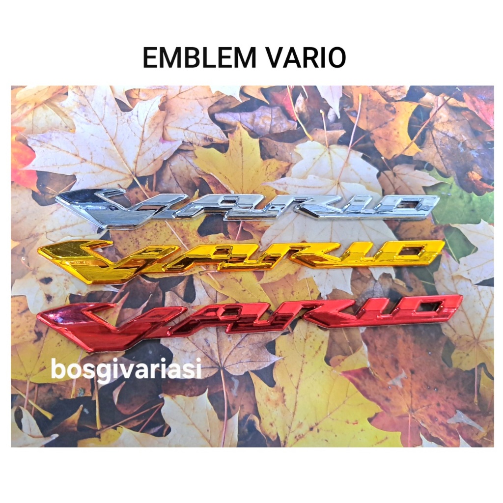 Emblem vario 125 150 chrome merah gold sepasang / Logo timbul 3D vario chrome / emblem timbul vario 